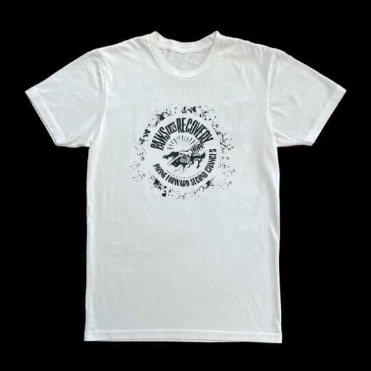 Front Photo of Paws Fur Recovery T-Shirt in White